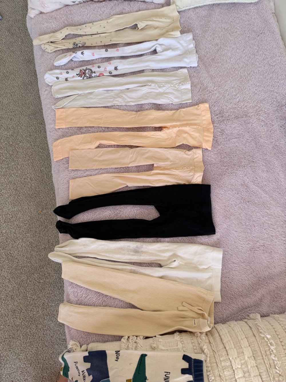 Multiples Kids Leggings Set - Cream, White, Peach, Black